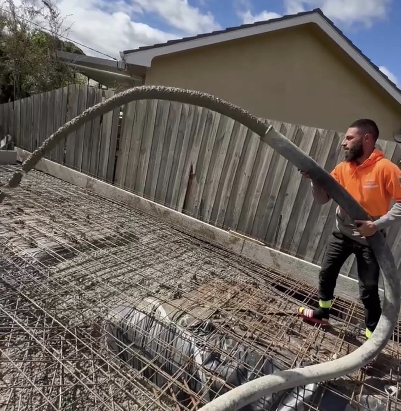 Concrete pumping in action