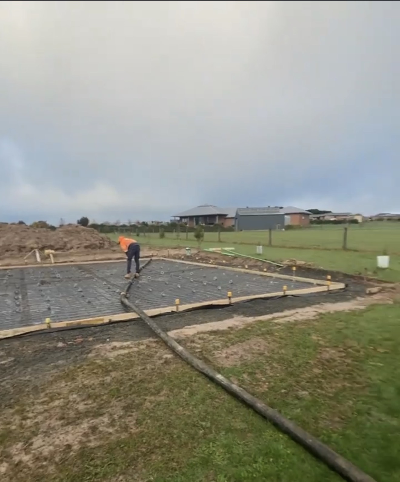 Concrete slab preparation with rebar mesh